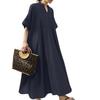 KumiModa Short Sleeve Loose Long Dress with Plus Solid Perfect for and Perfect for Going Out or Commuting Women's V-Neck, Sizes, Flattering, Slimming,