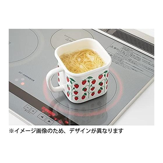 Tamahashi Storage Container Square Pot Enamel 1450ml IH/Gas Fire Compatible Made in Japan Prune White Red Strawberry YJ-819