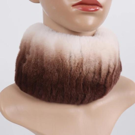 Hot Sale Winter Women Knitted Real Rex Rabbit Fur Scarf Natural Soft Rex Rabbit Fur Scarves Girls Warm Genuine Fur Headband