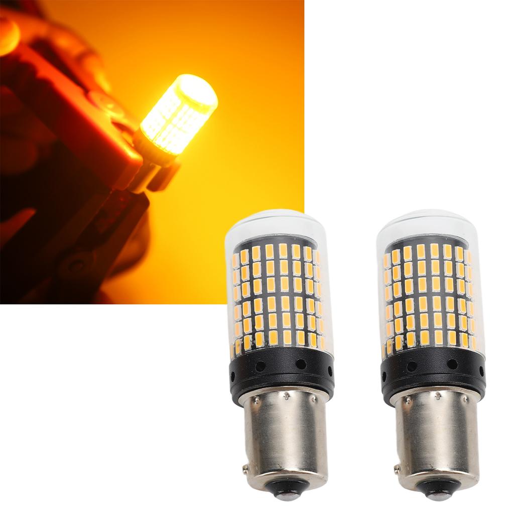 2 Pcs Car LED Brake Light Bulb Yellow 1156 Anti Strobe Super Bright Turn Signal Lamp Replacement Bulb
