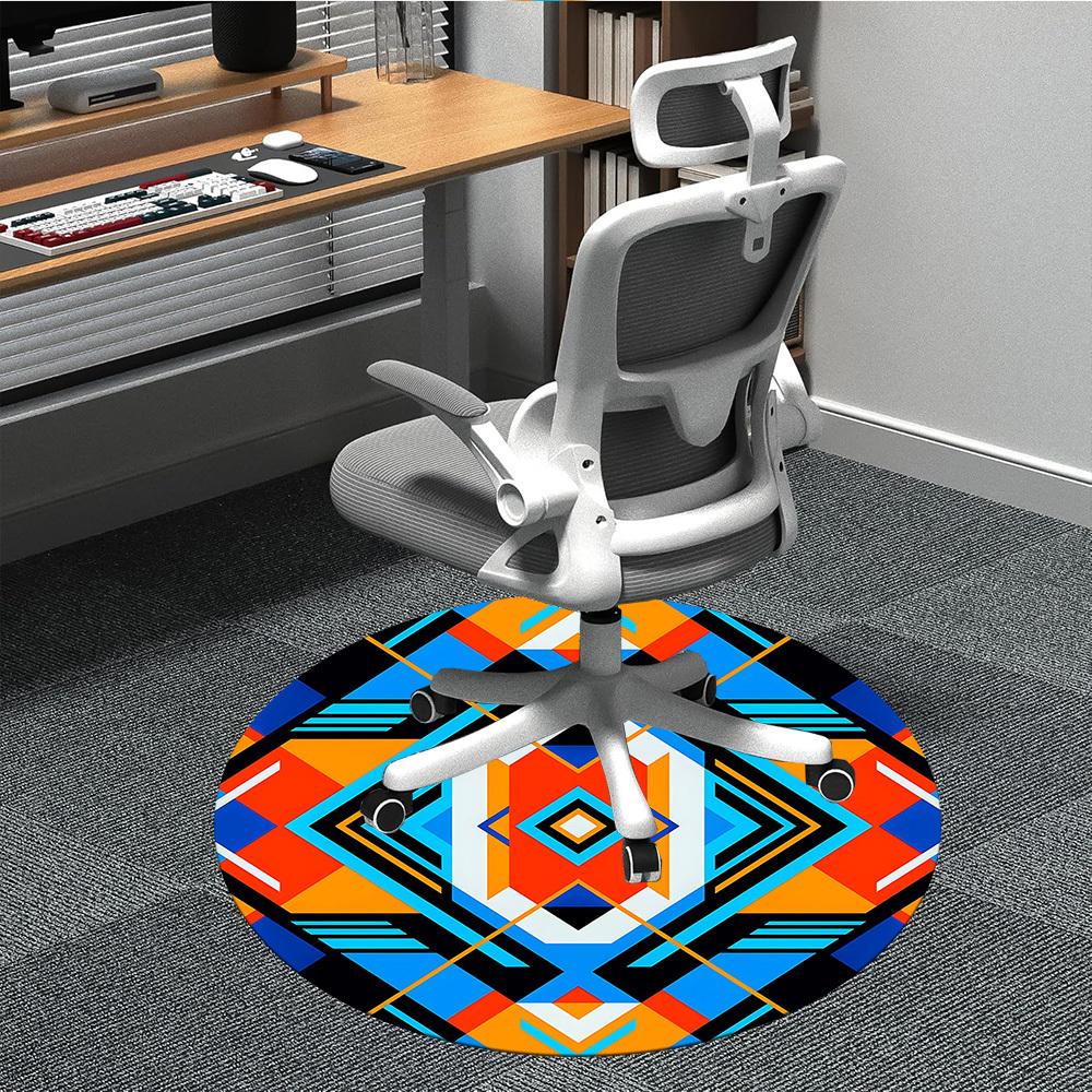

1pc Geometric Pattern Carpet, Round Non Slip Durable Large Size Office Carpet, Suitable for Office 80cm