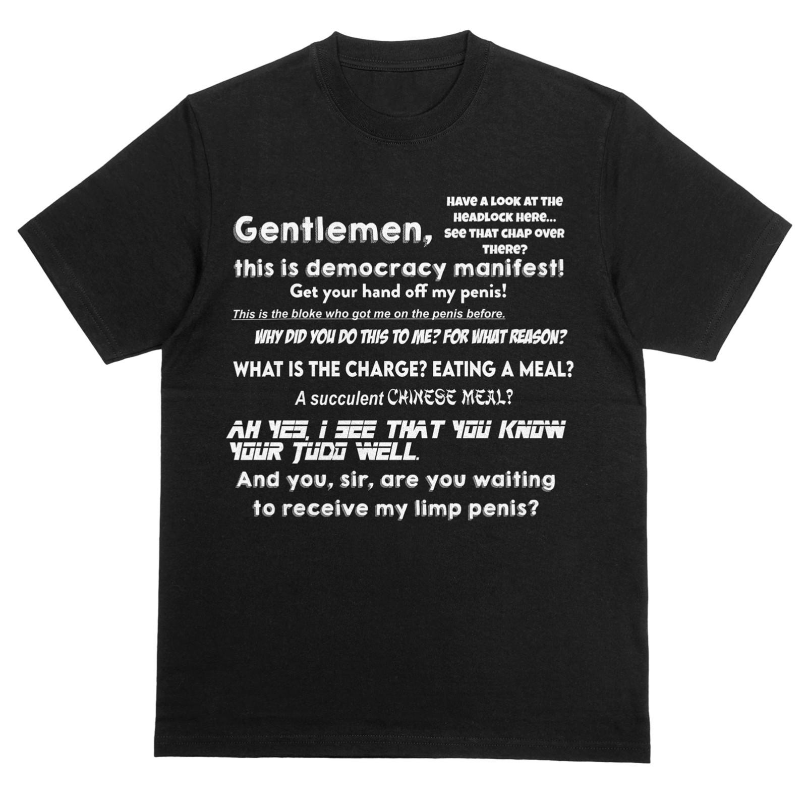 Gentlemen Democracy Menifest Text Slogan Tshirt | Funny Meme S разноцветный