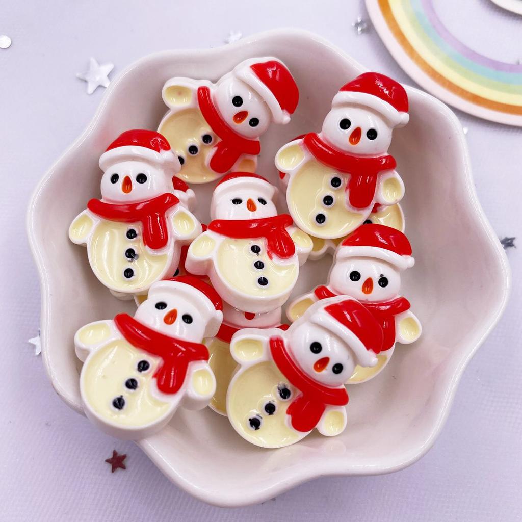Resin Kawaii Colorful Santa Christmas Tree Snowman Gingerbread Man Flat Back Cartoon Figurines 10PCS Scrapbooks DIY Decor Crafts