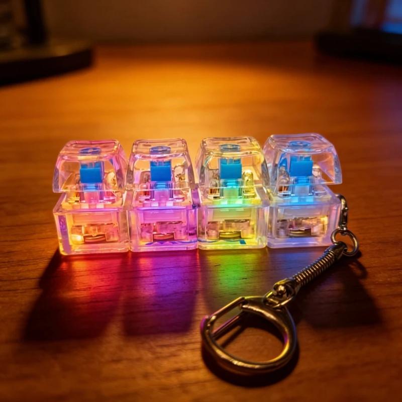 4-Button Fingertip Keyboard Keychain Rgb Keyboard Fidget Toy With Lights For Stress Relief Decompression Calming