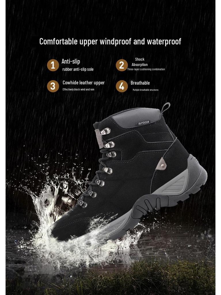 Men's Plus Size Mid-top Outdoor Training Boots - Non-slip & Wear-resistant for Hiking