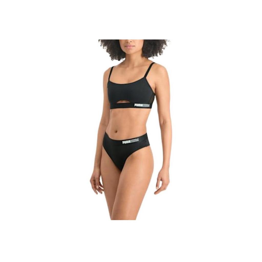 Puma Padded Sporty Top With Letter Print Breathable Casual Sports Bra Women tops Black 935297-01