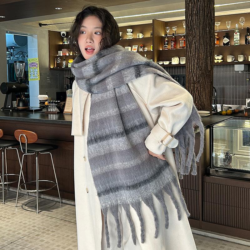 11 New Autumn and Winter Warm Scarf Female Mohair Lengthened and Thickened Scarf Atmosphere High-end Shawl Wholesale