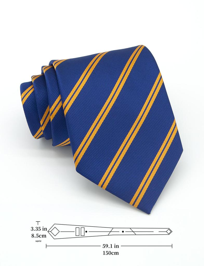 Gestreiftes Krawatten-, Einstecktuch- und Manschettenknöpfe-Set - Business Formal, 8,5 cm breit, Anzugzubehör
