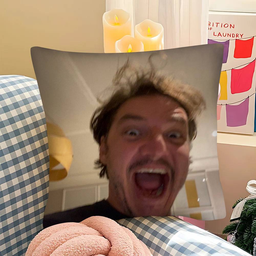 1Pc Funny P-Pedro Pascal M-Mood M-Meme Pillow Case Fashion Square Pillowcase Bedroom Sofa Room Ins Decoration Leisure
