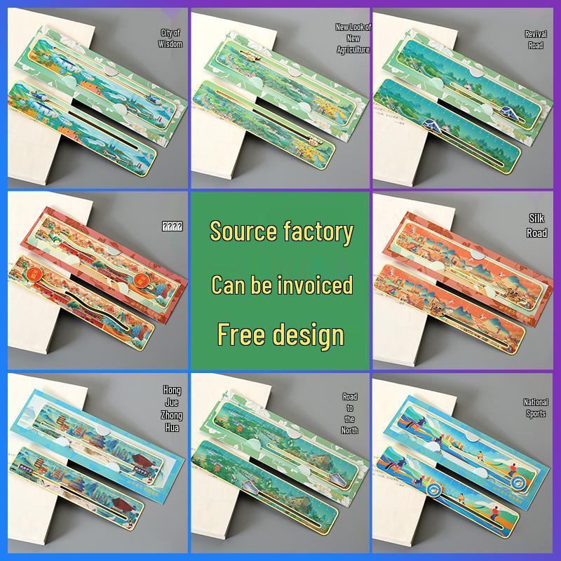 Chinese Ancient Style Brass Bookmark and Ruler – Creative University Graduation & School Anniversary Souvenir
