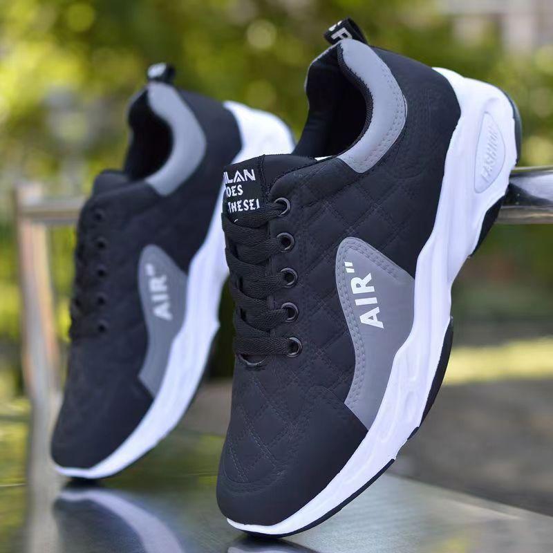 Men's shoes new leather white sneakers waterproof and non-slip casual shoes soft-soled running shoes dad shoes versatile shoes