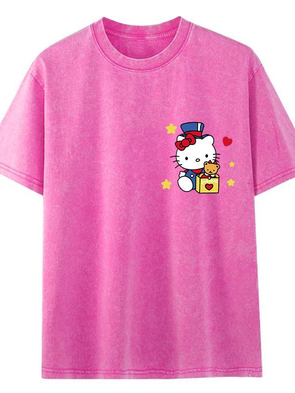 Women's Summer Retro Monster Print Cotton T-Shirt - Short Sleeve, Loose Fit, Trendy Distressed Streetwear