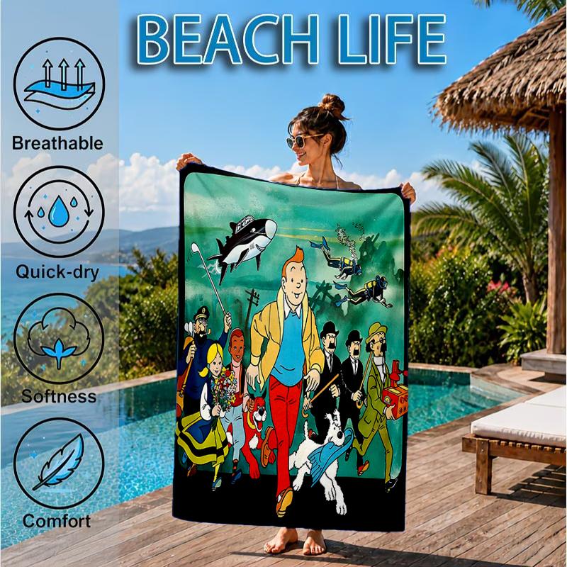 Asciugamano da Spiaggia Avventura in Città, Asciugamano da Spiaggia in Microfibra, Perfetto per Piscina, Spiaggia, Viaggio, Decorazione Casa, Regali per Fan di Feste in Spiaggia