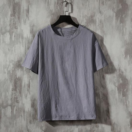 O Neck Men T-shirts Lightweight Plus Size Solid Color Casual Top Streetwear