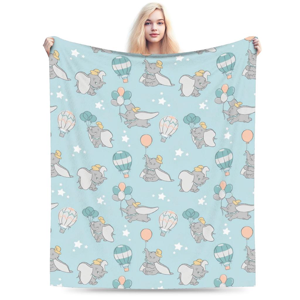 Dumbo Cartoon Blankets Velvet Spring Autumn The Flying Elephant Portable Warm Throw Blanket for Sofa Travel Plush Thin Quilt