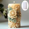 Blooming Flower Bud Relief Cylindrical Candle Silicone Mold Peony Leaf Relief Resin Mould Lily Rose Flower Relief Gypsum Molds