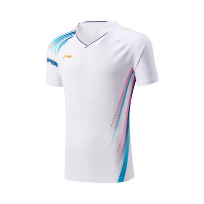 Li Ning Badminton Series Sportlich Lässig Einfaches Kurzarm Badmintonshirt Unisex Oberteile Standard-Weiß AAYV165-2