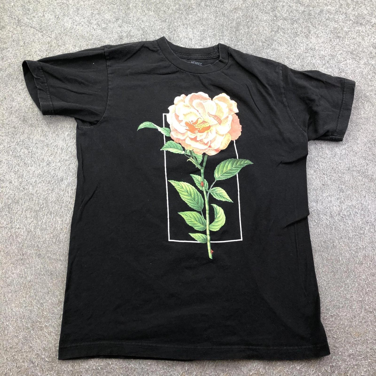 

Shawn Mendes Shirt Mens Medium Black The Tour Rose Graphic Concert Tee Floral S