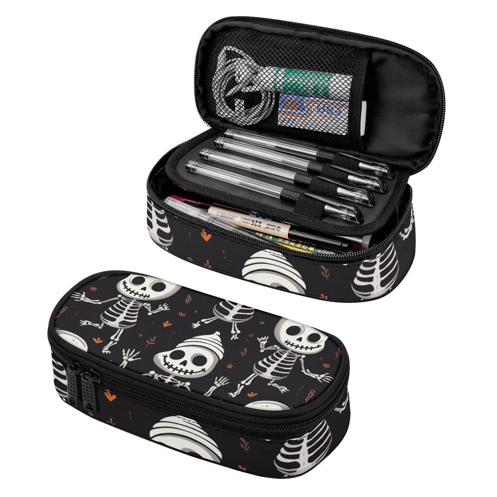 Pencil Bag Zipper Closure Roomy Interior 300D Polyester with Main Pocket Mesh Layer and Removable Pen Divider for School and Study
