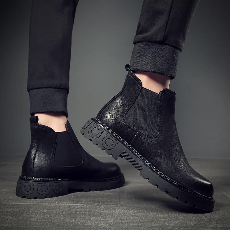 Fashion Men Luxury Fashion Chelsea Boots Black Trendy Original Leather Shoes Cowboy Spring Autumn Boot Handsome Platform Ankle Botas Man
