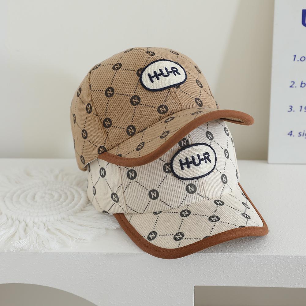 Children's Autumn/Winter Corduroy Fisherman Hat - Korean Style, Graffiti Design, Fashionable Baseball Cap.