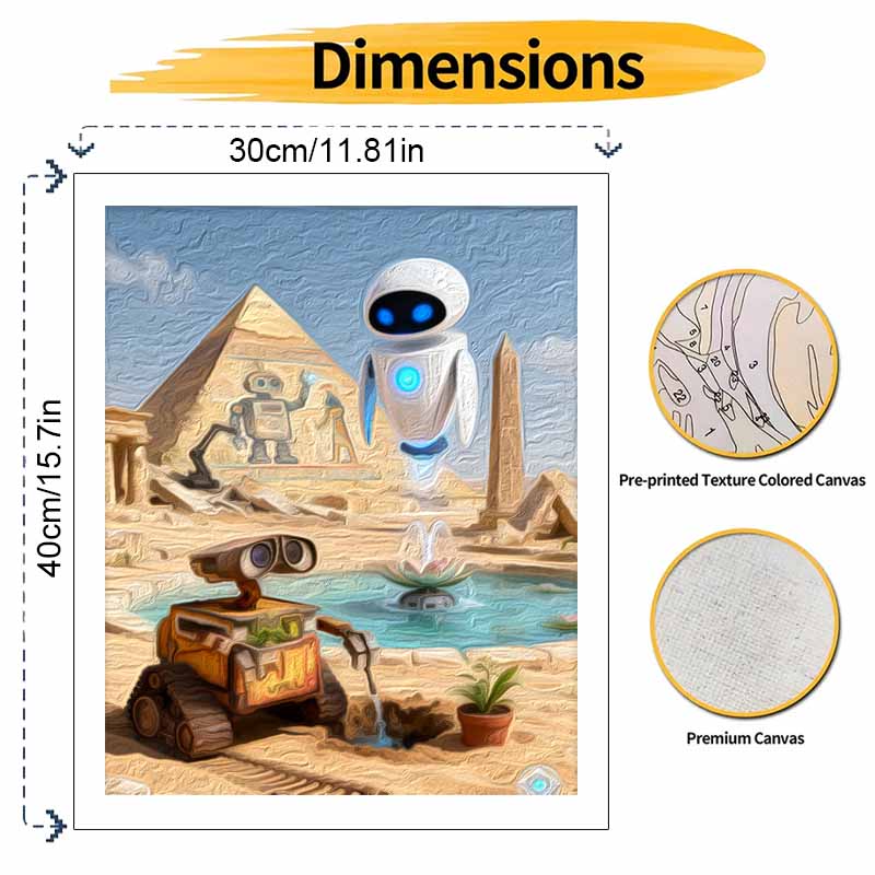Disney Robot Pyramid Desert Oil Paint Digital Painting Art Kit FillIn Painting Home Decor