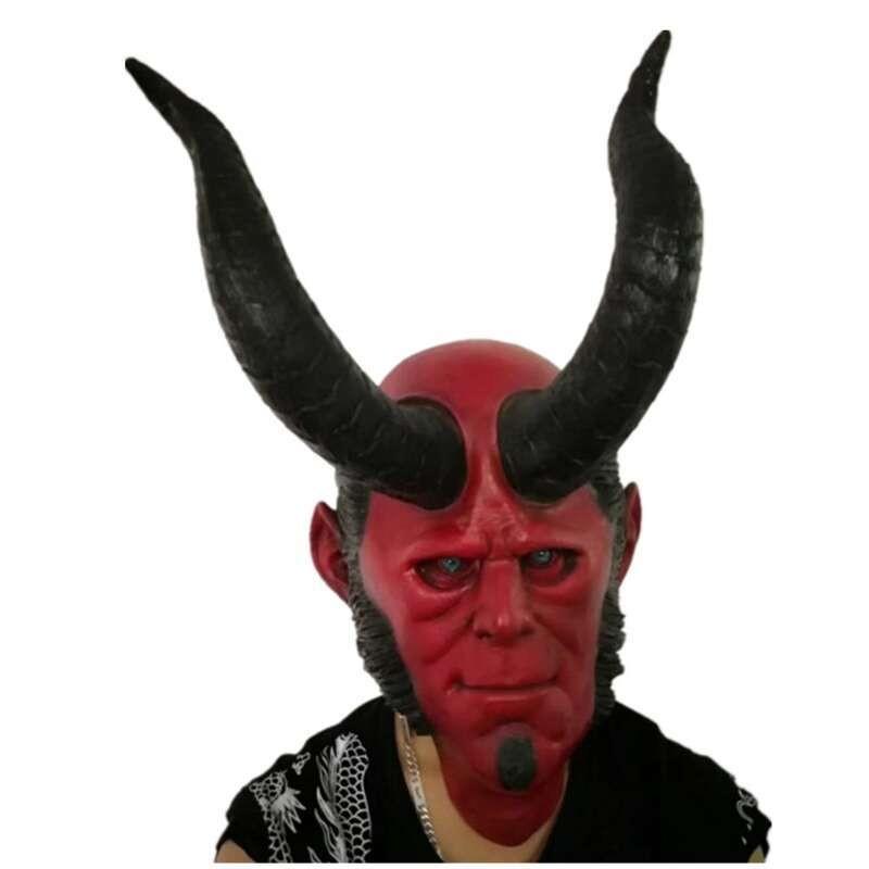 Máscara de Látex de Hellboy Para Halloween y Navidad Fiesta de Disfraces de Terror Decoración