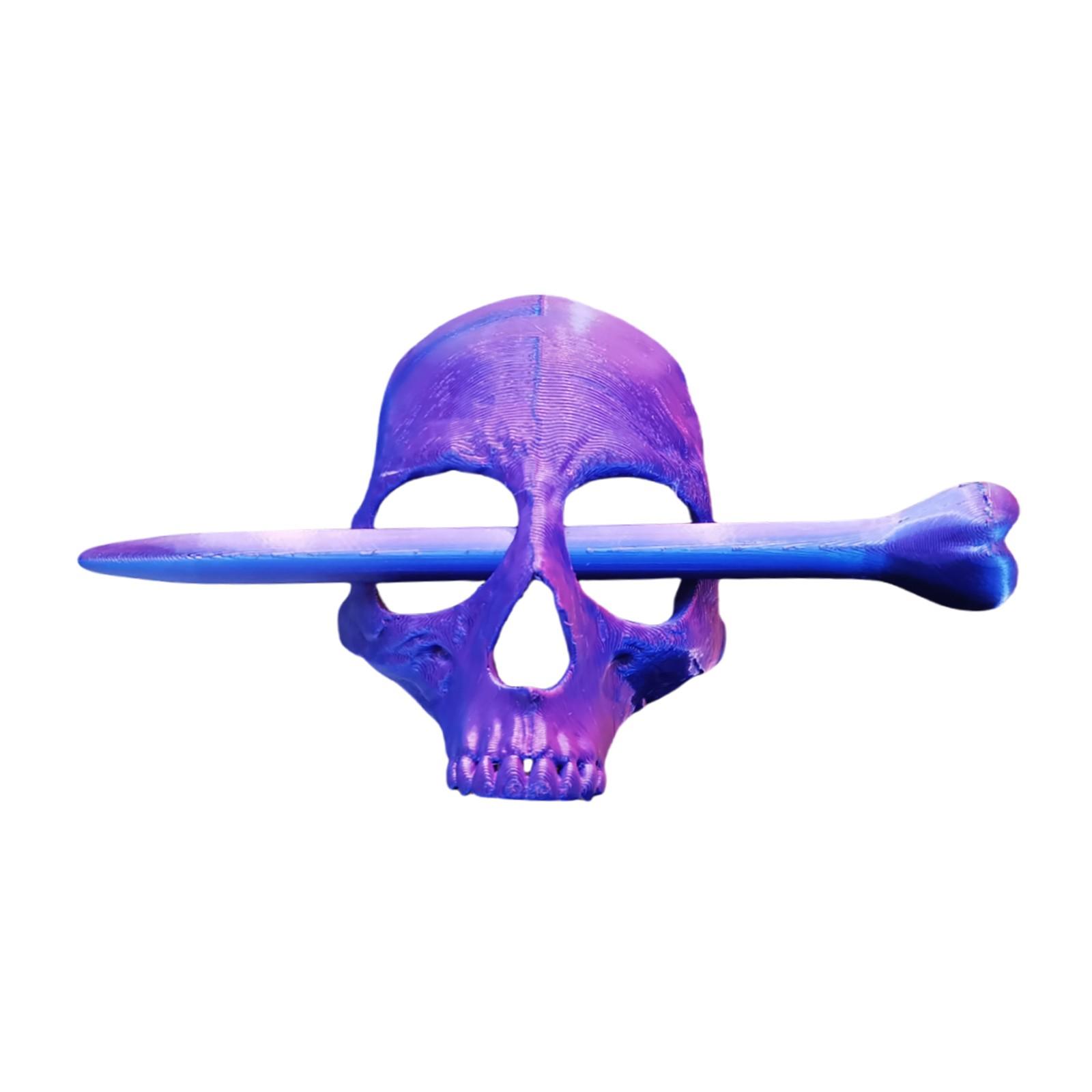 

3D-печатная заколка для волос в виде черепа и костей, разные цвета, подарок, искусство, заколка для волос One Size синий