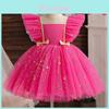 Princess Girl Dress With Star Mesh Fabric For Birthday Party And Holiday Celebrations