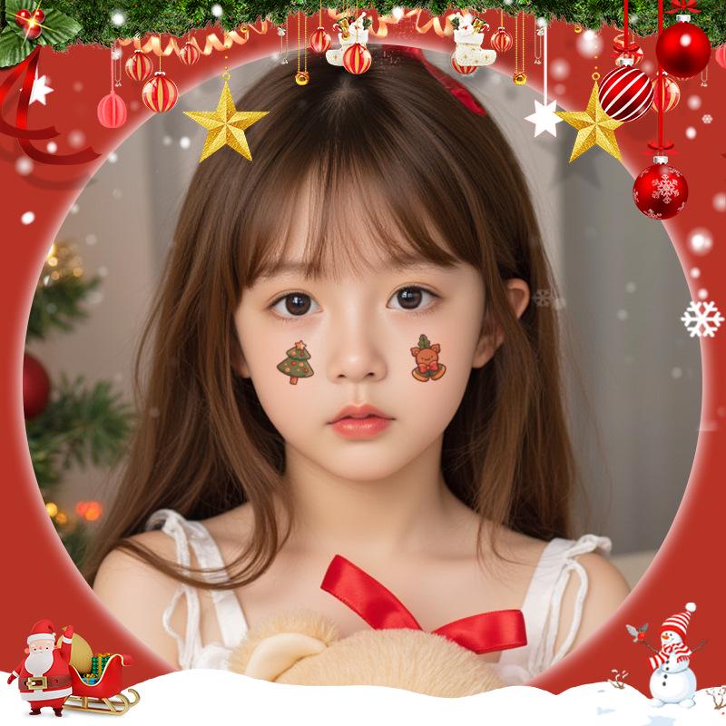 Popular Cartoon Christmas Temporary Tattoos for Kids - Cute Santa and Snowman Sticker Set