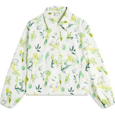 Li Ning Comfortable Casual Plant Color Block Loose Polo Jacket Women Jacket Yellow Green AFDU358-4