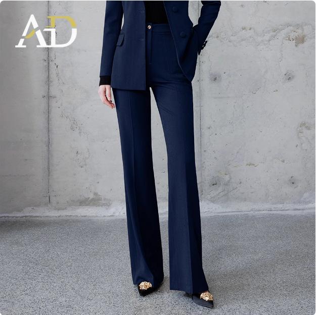 AD Gold Brown Wool Herringbone Suit: Autumn/Winter Formal Blazer & Wide-Leg Trousers