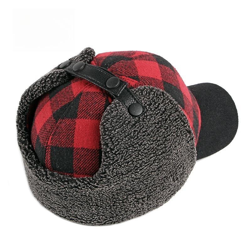 Buffalo Plaid Trapper Baseball Cap Winter Warm Fleece Lined Earflap Hat Aviator Bomber Cap for Men Women