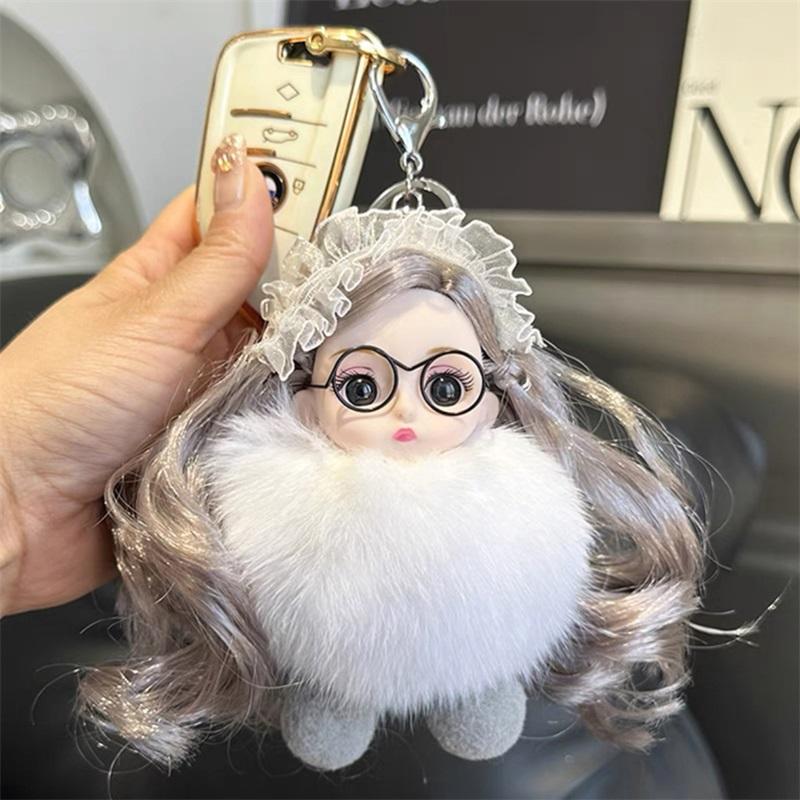 Stuffed Doll Keychain Cute Girl Portable Plush Toy Lightweight Keychain for Backpack infant Kids Girls Plush Animals