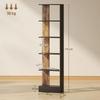 Modern Space-Saving 5-Shelf Bookcase in Wood 45x21x170 cm, Brown and Black
