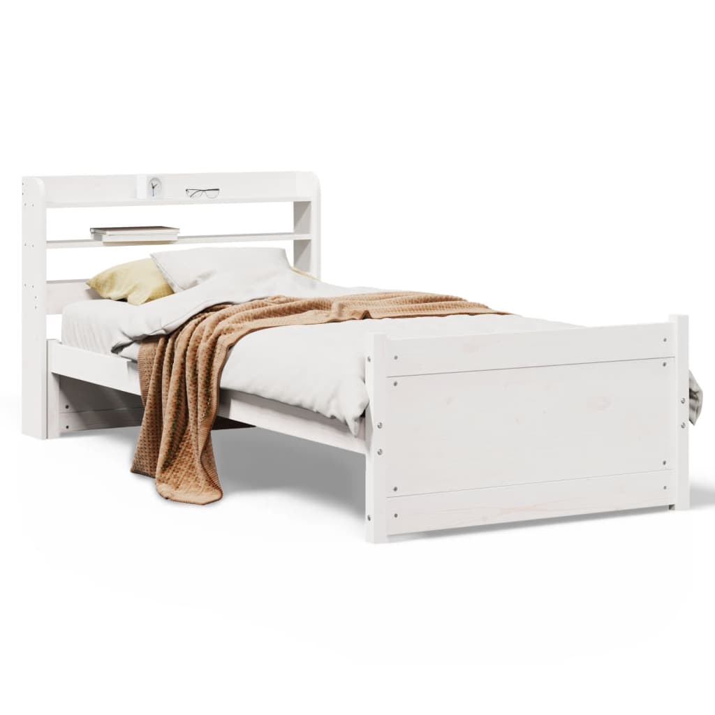 Bed Frame with Headboard Without Mattress White 90x190 Cm