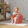 Kids Armchair with Dinosaur Design, Wooden Frame, for Bedroom, Playroom, Kids Room - Red