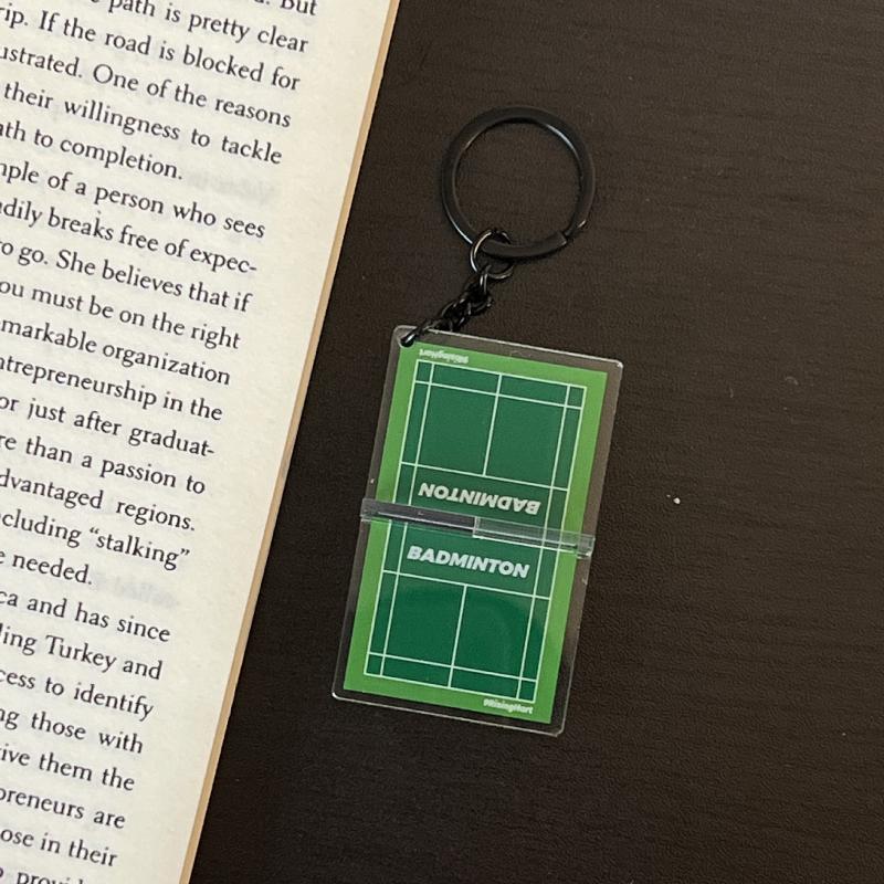 Акриловый брелок для ключей в виде бадминтона, двусторонний мини-брелок для ключей в виде детской площадки для бадминтона, брелок для ключей в виде теннисного корта. Держатель для ключей в виде теннисного корта. A17