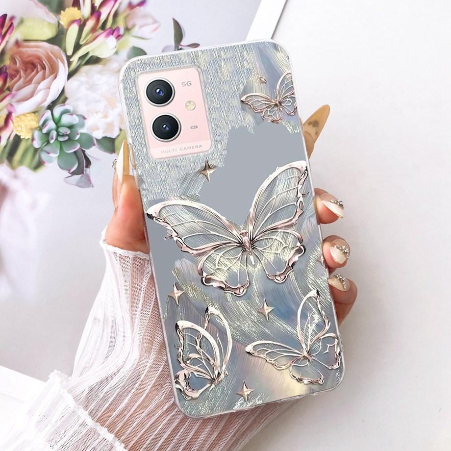 For Vivo Y33s Y55s Y55 Y75 Y21 Y21s Y21G Y21E Y21A Phone Case Floral Butterfly Bow Cat Dragon Bumper Soft Clear Silicone Cover