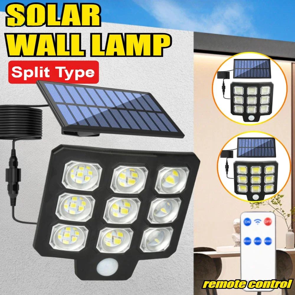 Outdoor LED COB Solar Lights Split Motion Sensor Flood Lights Waterproof Solar Light Remote Control Wall Lamp Yard Patio Garden