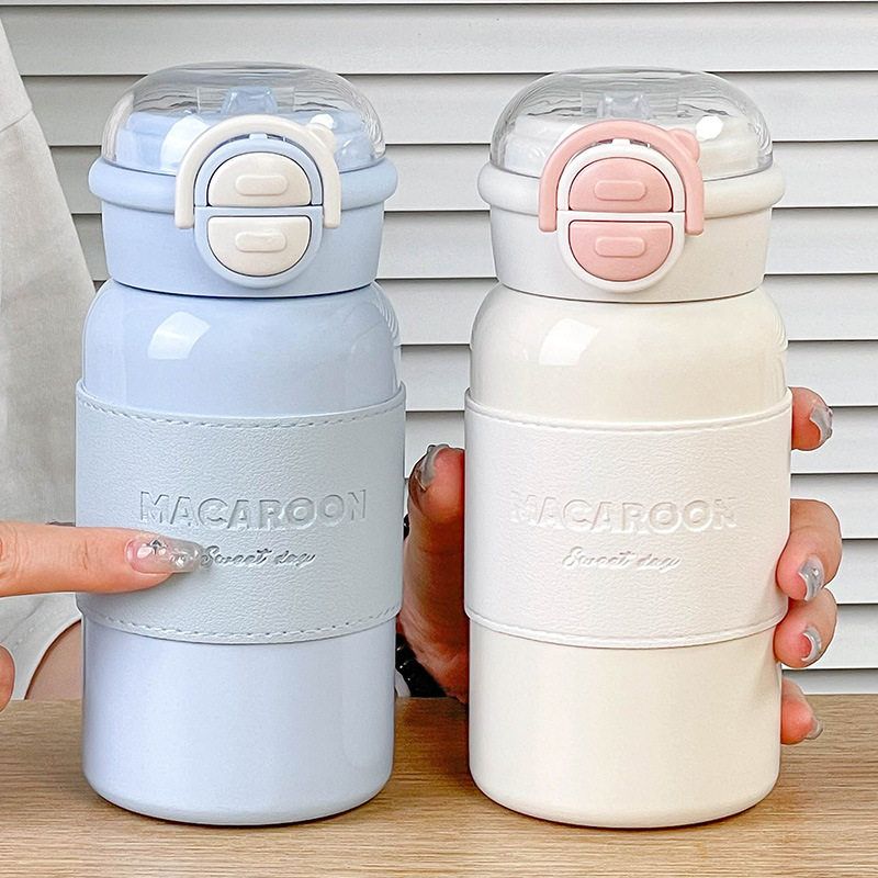 German Large-Capacity Thermos Cup for Women 2026 New Model with Straw Water Cup for Students Simple Dual-Drink Cold-Keeping Cup