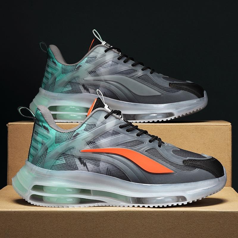 Men's Gradient Transparent Air Sneakers Lightweight Breathable Mesh Running Shoes Fashionable Athletic Footwear for Training and Daily Wear