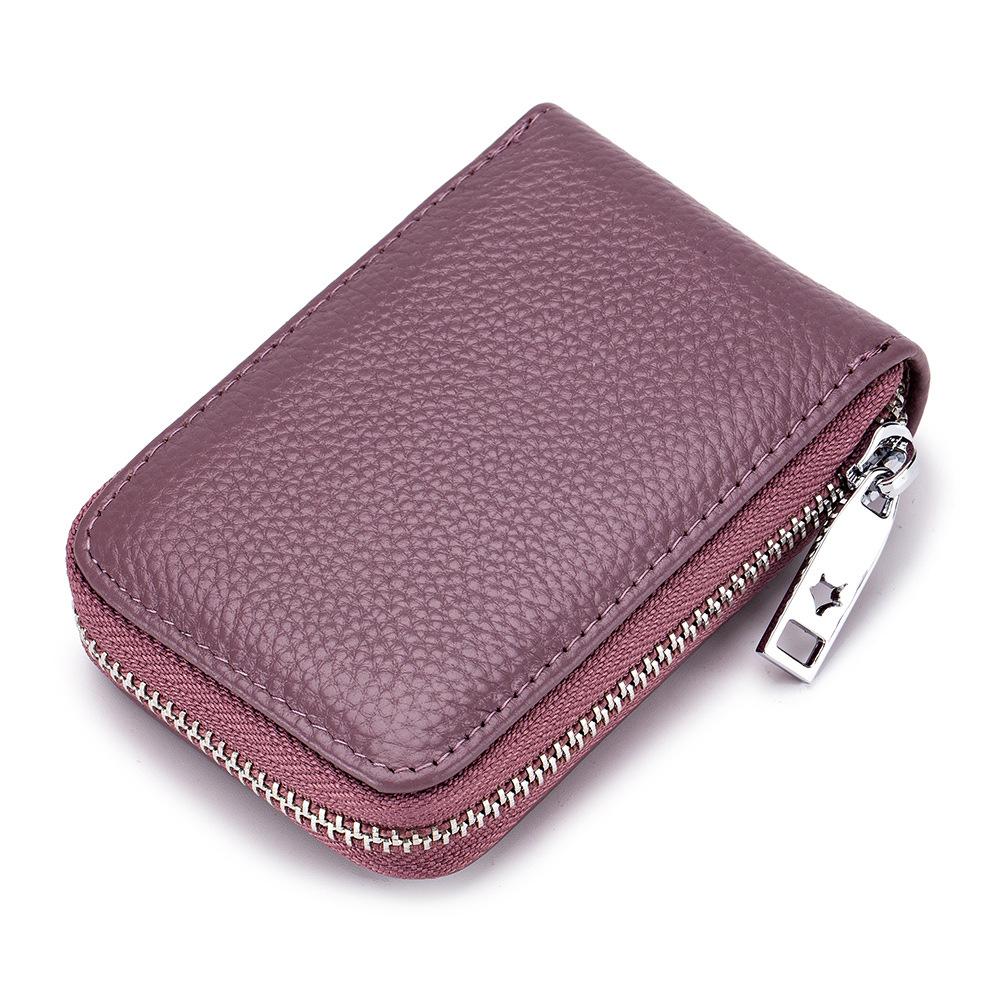 Large Capacity Leather Credit Card Holder Men Women Zipper Leather Purse Card Case Wallet Bank Card ID Holders