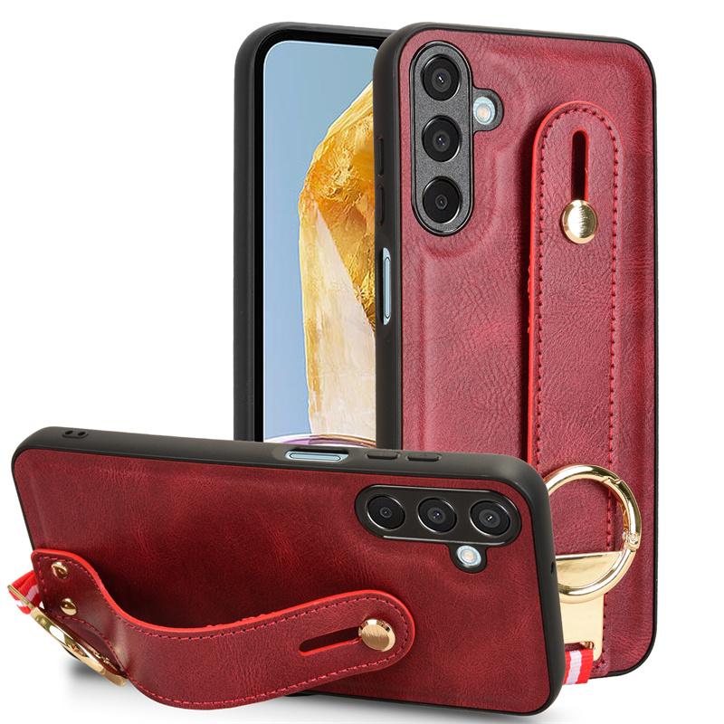 

Роскошный кожаный чехол-подставка с браслетом для Samsung Galaxy M15 M35 M55 M34 5G, чехол-кольцо, ультратонкий противоударный защитный чехол For Galaxy M15 5G красный