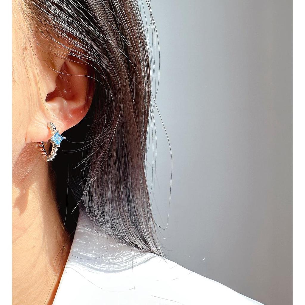 Vintage Emerald Zircon Cable Knit Hoops - Classic European & American Style