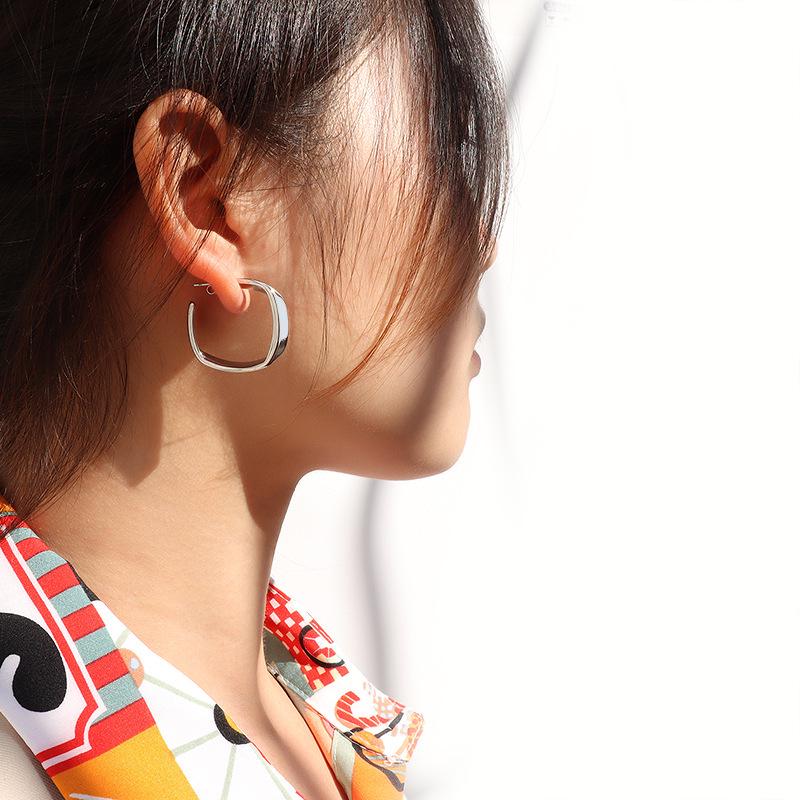 Minimalist Retro Geometric Earrings for Women - Hong Kong Style, Christmas Autumn/Winter, 18K Gold Plated Titanium Steel