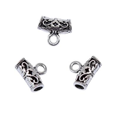 40pcs Patterned Hollow Tee Hanging Head Jewelry Components Accessories Antique Silver Color Zinc Alloy 8X10mm