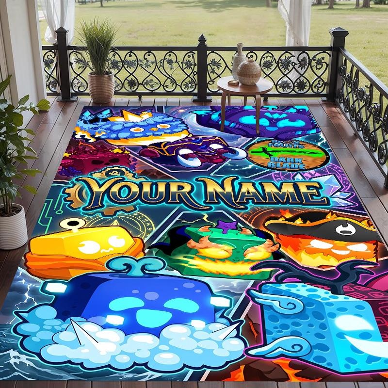 Custom Text Blox Fruits Pattern Floor Rug Soft Indoor Carpet Mat Living Room Bedroom
