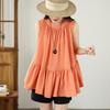 DIMANAF 2026 New Summer Plus Size Women Shirts Tees Solid Casual Loose Blouse Button Sleeveless Lady Tops Pleated