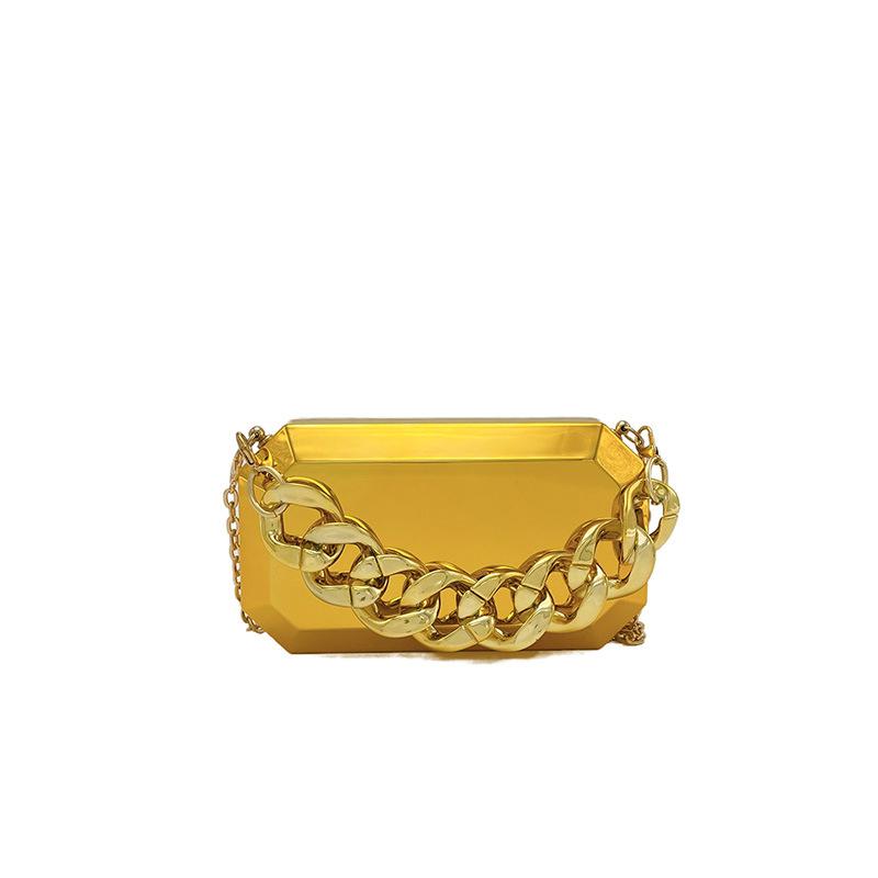 Bags Mirror Acrylic Box Bag 2025 New European and American Fashion Thick Chain Hand-held Ladies Crossbody Dinner Bag